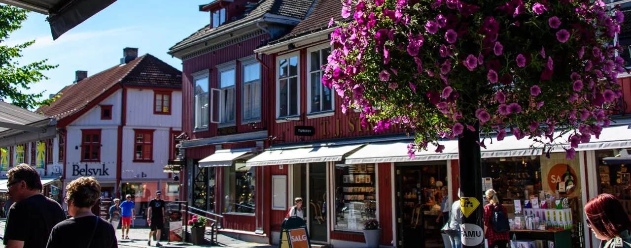 gågata i Lillehammer en sommerdag