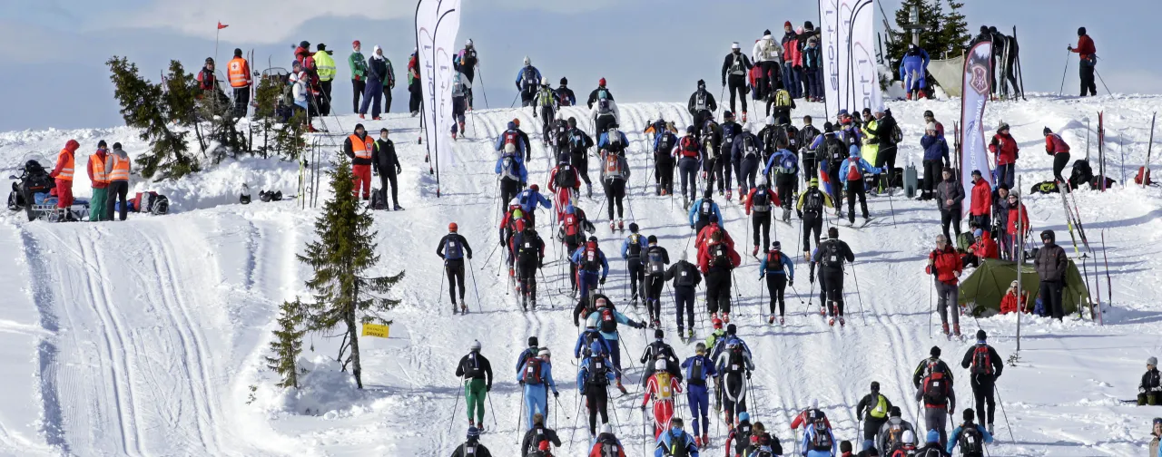 Bildet viser deltagere i Birkebeinerrittet
