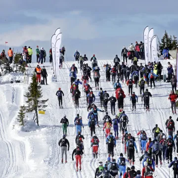 Bildet viser deltagere i Birkebeinerrittet