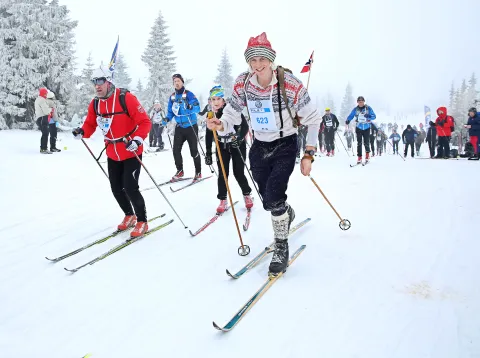 Bildet viser deltagere på Birkebeierrennet